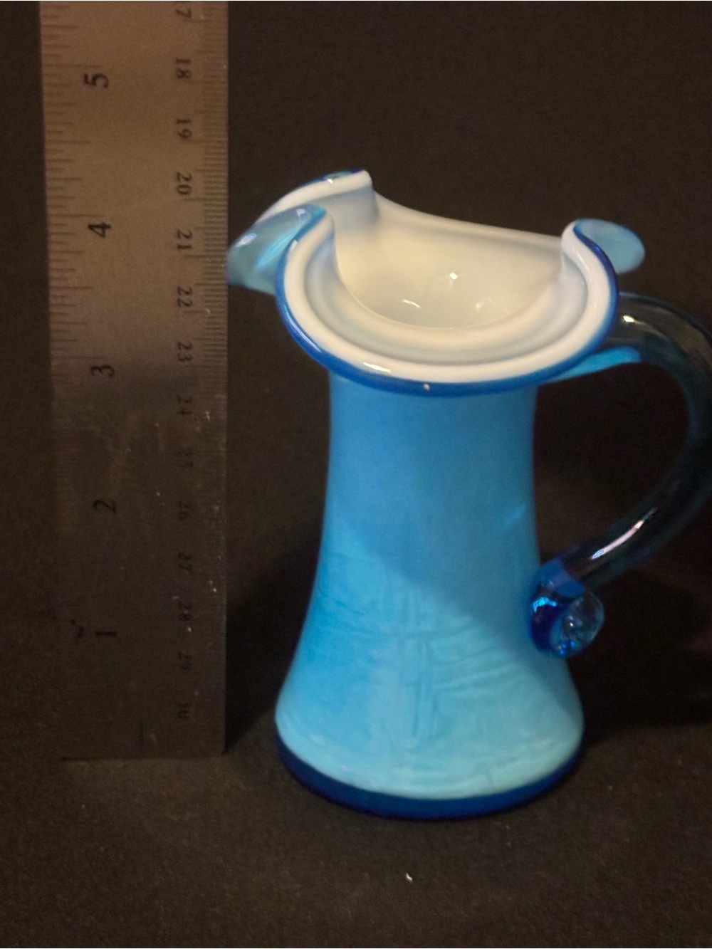 Small Blue Glass Pitcher - Picture 10 of 13